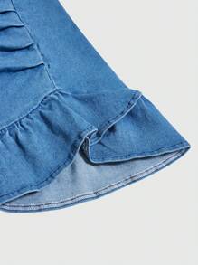 Elladie kids Dziewczęca wszechstronna wygodna modna uliczna swobodna elastyczna sukienka dżinsowa na wakacje, lekka letnia - Średni jeans - Zobacz 9