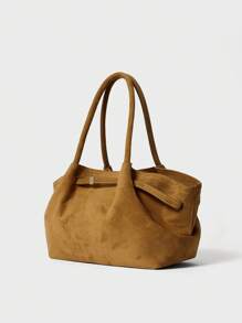 1 pieza Bolso de mano de ante sintético FEISTURE, bolso de mujer elegante y maduro de unicolor y gran capacidad, bolso de trabajo de estilo vintage adecuado para chicas, damas, estudiantes universitarias y trabajadoras de oficina, regalo de Navidad de invierno