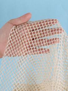 Swim Mod Set de 3 piezas de traje de baño de mujer para vacaciones de verano con bikini de unicolor y textura - Albaricoque - Ver 3