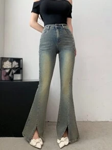 DAZY Enkla och snygga denimjeans för kvinnor för dagligt bruk - Blå - Visa 4