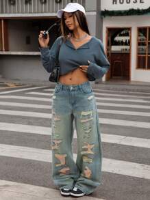 Flirla Sweat-shirt-shirt décontracté à manches longues et boutons de couleur unie pour femmes - sweat-shirt d'usage quotidien pour l'automne