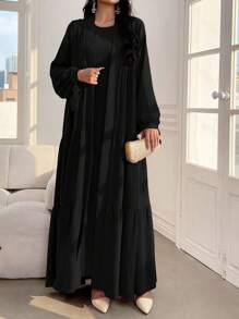 Al Najma 女士休闲纯色长款阿拉伯长袍，端庄长袍