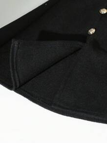 SHEIN 女宝宝甜美优雅羊毛斗篷夹克，秋冬 - 黑色 - 查看 6