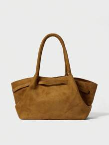 1 pieza Bolso de mano de ante sintético FEISTURE, bolso de mujer elegante y maduro de unicolor y gran capacidad, bolso de trabajo de estilo vintage adecuado para chicas, damas, estudiantes universitarias y trabajadoras de oficina, regalo de Navidad de invierno