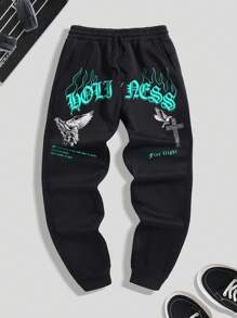 Manfinity Dauomo Plus Size Men's Simple Fashion Casual Sweatpants For Daily Wear - Black - View 1