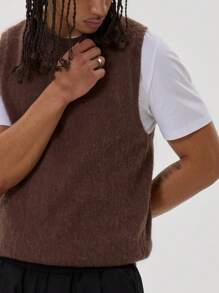 Musero Fitted Sleeveless Knit Vest Essentials Spring Summer Basics Capsule - Chocolate Brown - View 4