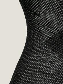 Muvela Chaussettes montantes couleur unie brodées pour femmes, décontractées pour un port quotidien - Noir - Voir 5