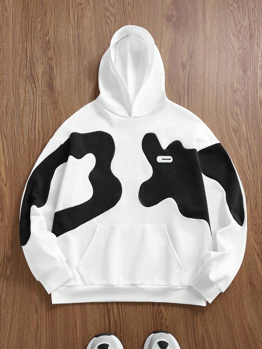 Manfinity Unisex 男士针织休闲拼布宽松长袖连帽运动衫，适合秋冬季