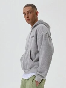 Musero Oversized Full Zip 'M' Slogan Hoodie
