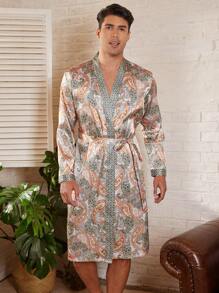 Manfinity ChillVibe 男士休闲简约风格浴袍，适合日常穿着 - 彩色 - 查看 6