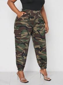 SHEIN Lady Pantalones vaqueros de talla grande para mujer, pantalones casuales con ajuste cómodo, pantalones de camuflaje, pantalones casuales de camuflaje, ropa de verano de talla grande para mujer, conjuntos de vacaciones para mujer, conjuntos de verano para mujer, ropa de verano para el Día de San Valentín, ropa de verano para Mardi Gras, ropa de festival de primavera para mujer, pantalones de camuflaje