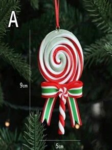 1 件圣诞装饰聚合物粘土挂饰，圣诞节拐杖糖树场景道具装饰，圣诞节