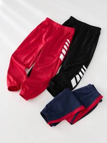 SHEIN Leap Crew 3pcs/Set Young Boy Mesh Breathable Athletic Sweatpants, Suitable For Sports, Running, Physical Education Class In Spring & Summer - Multicolor - View 7