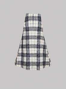 SHEIN MOD Robe de poupée avec nœud papillon et contraste de couleurs à carreaux, robe courte mignonne et pimpante