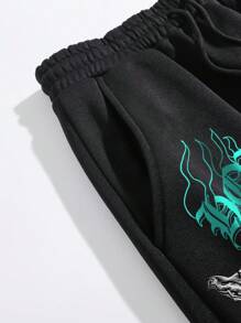 Manfinity Dauomo Plus Size Men's Simple Fashion Casual Sweatpants For Daily Wear - Black - View 5