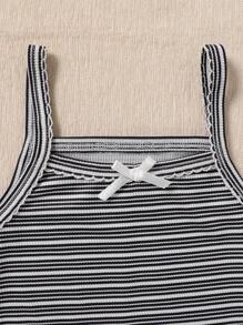 2pcs/Set Girls Casual Stylish Cute Ribbed Cami Tops - Multicolor - View 5