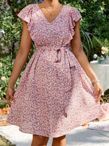 SHEIN Casual Vacation Floral Sundress For Pregnant & Nursing Mothers - Pink - View 7