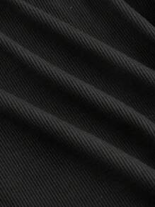 SHEIN MOD Vestido mini de burbuja de manga corta, cuello alto y malla en color negro