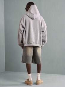 SUMWON Classic Oversized Pullover Hoodie Heavyweight Casual Athletic Streetwear Sweatshirt Fall Winter Essential Relaxed Fit Urban Fashion - Light Grey - View 4