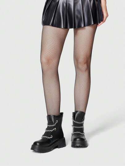 Grunge Punk Damen Punk Gothic Stil Silber Metall 3-Ketten Design 5,5cm Plateau Absatz Römische High Heel Knöchel Stiefel, Lässig & Vielseitig, PU Schwarz Slip-On Kurze Stiefel, Halloween