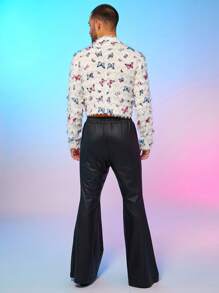 FeverCity Men's Floral Pattern Butterfly Decor Short Blazer Jacket, For Fall Winter - Multicolor - View 2