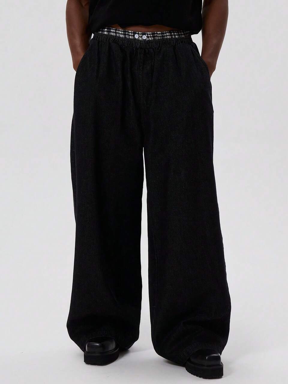 Baggy Wide Leg Basics Style Plain Double Waistband Sweatpants Jogger SPRING SUMMER