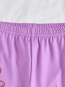 4pcs Young Girl Mermaid & Castle Print Leggings/Shorts Set