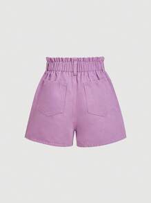 SHEIN MOD Women's Fitted Denim Shorts, Purple - Purple - View 2