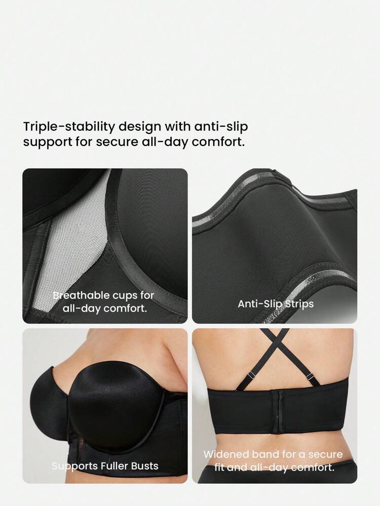 Sutiã Tomara que Caia Preto com Bojo e Arame, Lingerie Plus Size, Corpete Lingerie como Roupa Externa, Sutiã Básico de Casamento Metade