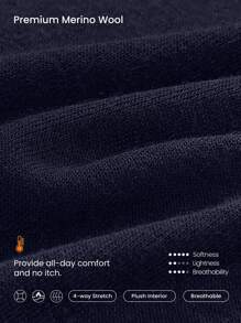 GLOWMODE 美利奴羊毛保暖舒适 V 领基本款短袖 T 恤日常休闲 - Dark Blue - 查看 9