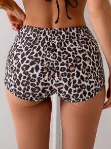 Swim SPRTY Bottom de bikini con estampado de leopardo, para uso en vacaciones y playa, para el verano