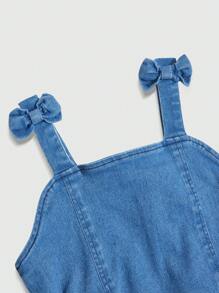 Elladie kids Dziewczęca wszechstronna wygodna modna uliczna swobodna elastyczna sukienka dżinsowa na wakacje, lekka letnia - Średni jeans - Zobacz 6