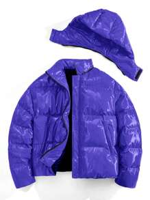 Manfinity VCAY Men's Casual Simple Fashion Winter Jacket For Daily Wear - Blue - View 2