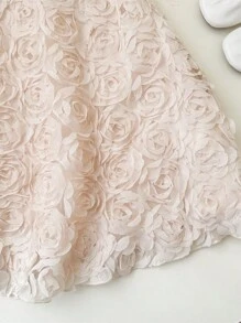 SHEIN Baby Girl Cute Elegant Apricot Floral Mesh Summer Dress - Apricot - View 5