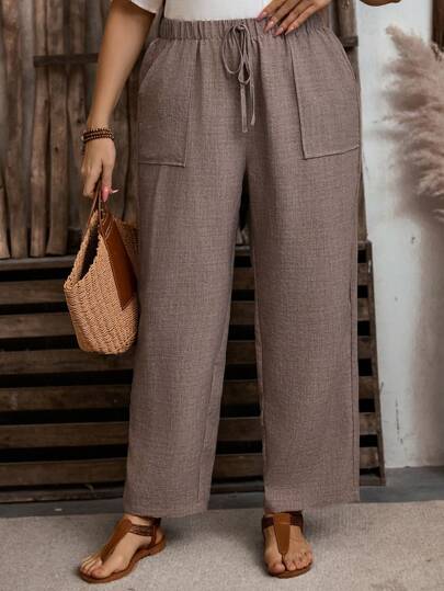 EMERY ROSE Pantalón de cono de talla grande informal y sólido para vacaciones