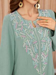 Al Najma Traditional Graphic Print Loose Elegant Robe, Modest Kaftan