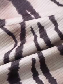 DAZY Damen lässiges, weites Batik-Zebradruck Kurzarm T-Shirt in Oversized Form, Grafik Shirts - Braun - Übersicht 3