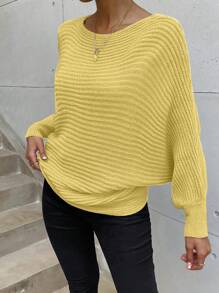 SHEIN Clasi Solid Color Long Sleeve Pullover Sweater, Casual And Fashionable Everyday Wear