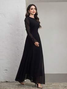 Graceveil 设计别致的喇叭袖紧身连衣裙 - 黑色 - 查看 7