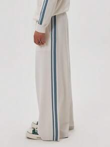 Musero Wide Leg Contrast Stripe Leg Elasticated Drawstring Waistband Autumn Winter Tracksuit Bottoms Only