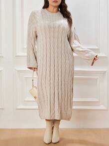 INAWLY Vestido-jersey de punto sencillo y de moda para mujer de talla grande, apto para uso diario