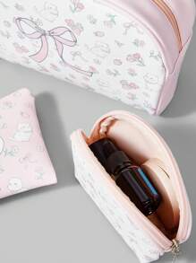 ROMWE Kawaii 3 件套可爱猫咪图案大容量便携式化妆品化妆包 - 彩色 - 查看 5