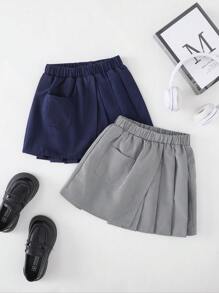 PrepCrw 小女孩夏季校服海军蓝/黑白条纹裙子套装 - 彩色 - 查看 1