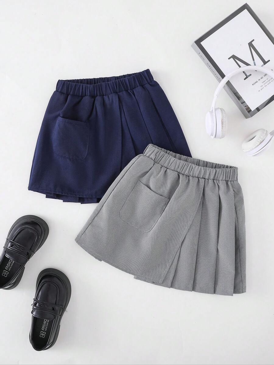 PrepCrw 小女孩夏季校服海军蓝/黑白条纹裙子套装 - 彩色 - 查看 1