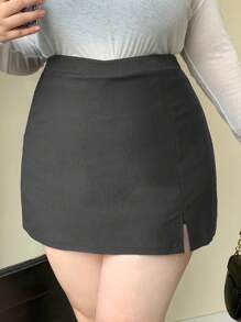 Dazy Plus Plus Size Solid Color A-Line Short Mini Skirt, Versatile Summer