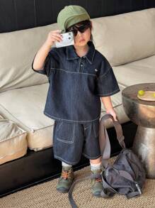 Dazy Kids Set da ragazzo composto da top a maniche corte e pantaloncini in jeans per il campeggio