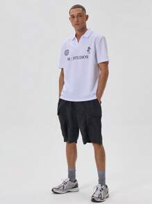 Musero Graphic Fitted Sport Polo Shirt Spring Summer - White - View 4