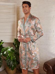 Manfinity ChillVibe 男士休闲简约风格浴袍，适合日常穿着 - 彩色 - 查看 1