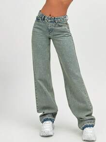 EURMUSE HIGH WAIST STRAIGHT JEAN CASUAL STYLE - Medium Wash - View 1