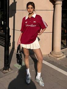 Coolane Polo de estilo vintage de empalme para niñas preadolescentes primavera/verano, diseño a juego para pareja